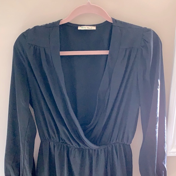 V Neck Wrap Little Black Dress - Picture 2 of 5